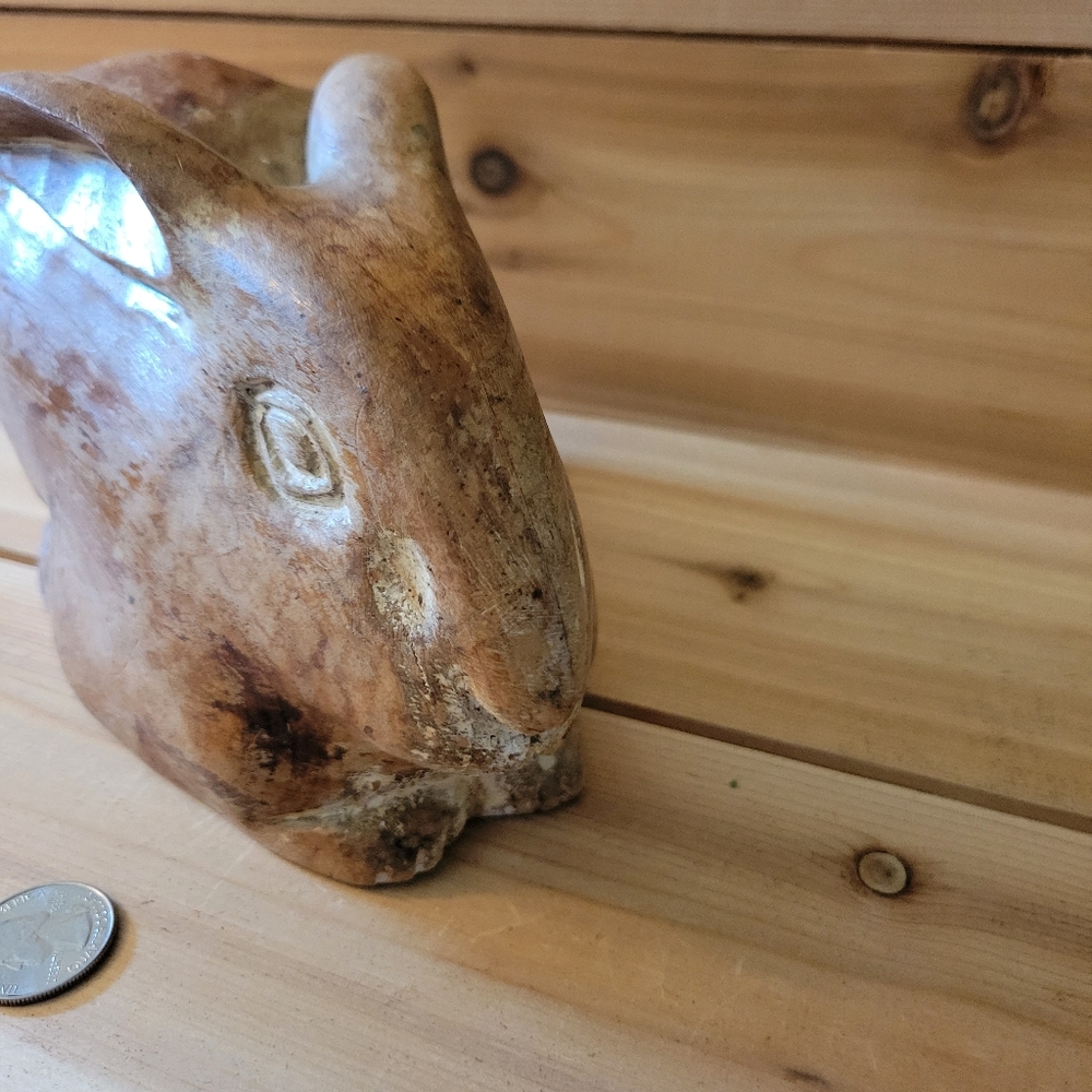 Vintage Hand Carved in Italy Wooden Bunny - Picture 3 of 8